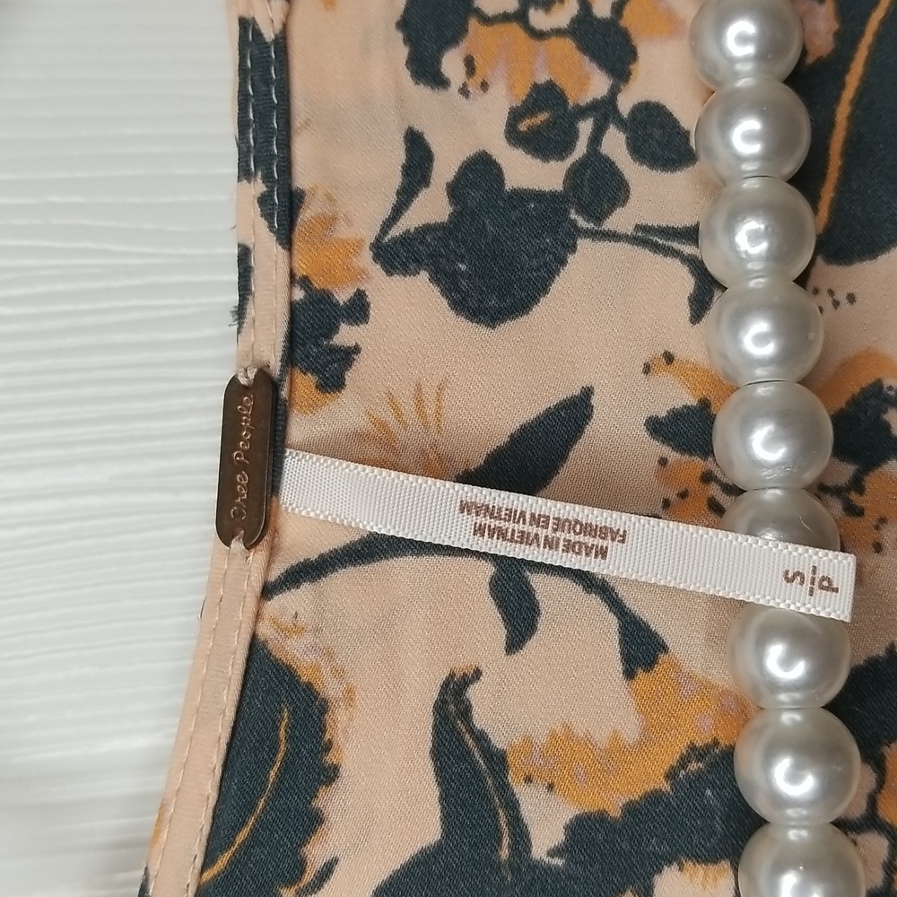 Free People Orange Gray V Neck Flounce Longsleeve Blouse Wrap Printed Shirt Top - Picture 7 of 14